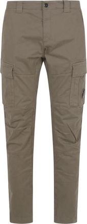 C.P. Company Stretch Satijn Ergonomische Lens Double Cargo Broek - Heren - Slim Fit Broeken - Bruin - S - Satijn - Broeken
