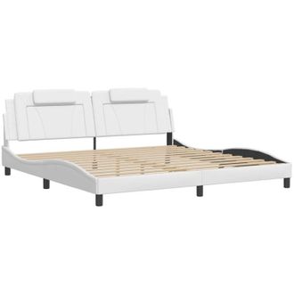 vidaXL Vidaxl - Estructura Cama Con Luces Led Cuero Sint&eacute;tico Blanco 200x200 Cm