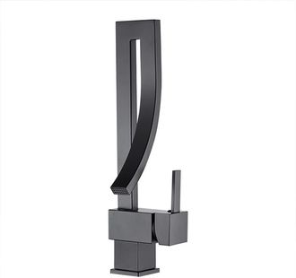 OEM Grifo Para Lavabo De Ba&ntilde;o, Dise&ntilde;o Moderno Y Elegante, Lat&oacute;n Negro, Mezclador Giratorio De 360&deg;, Agua Fr&iacute;a Y Caliente Disponible, V&aacute;lvula De Cer&aacute;mica