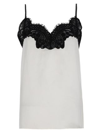 Co Silk Black Lace Trim Adjustable Straps Top