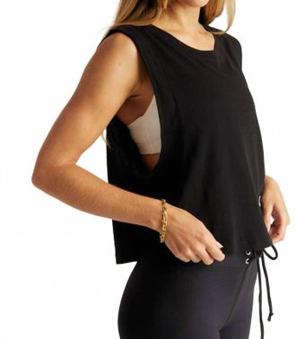 YEAR OF OURS Flow Cropped Muscle Tank Top In Black