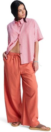 Roxy Relaxhose ROXY Lekeitio Break Mid, Damen, Gr. XL, apricot brandy, Obermaterial: 55% Leinen, 45% Viskose;, Hosen Relaxhose