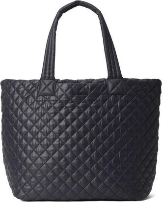 MZ Wallace Large Metro Deluxe Diamond Quilted Nylon Tote in Black at Nordstrom