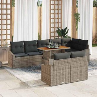 vidaXL Conjunto De Sof&aacute; De Jard&iacute;n 9 Pcs Gris, Marr&oacute;n 100 X 55 X 73 Cm Vidaxl