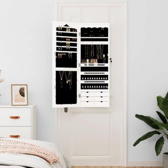 Berkfield Home Mirror Jewellery Cabinet Wall Mounted White 37.5x10x106 cm
