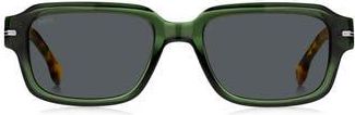 BOSS 53mm Rectangular Sunglasses in Green/Havana at Nordstrom Rack