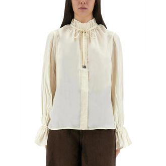 Ganni Dames, Blouses & Shirts, Beige, Maat: S Zijde