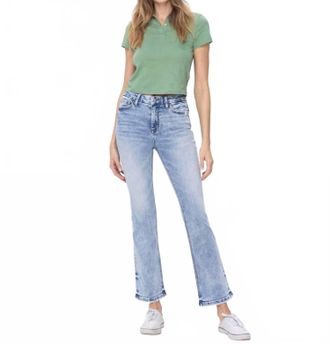 Flying Monkey High Rise Boot Cut Jeans In Fashionably Blue