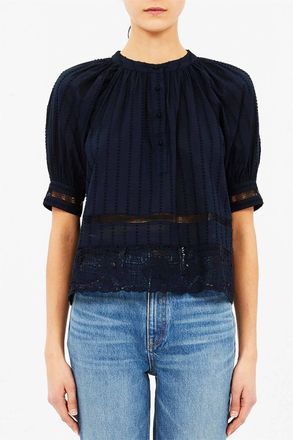 Ulla Johnson Faye Sleeve Blouse In Midnight