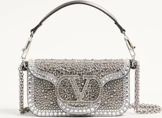 Valentino Garavani Valentino Garavani Loc&ograve; small shoulder bag with rhinestone appliqu&eacute; Woman CRYSTAL UNI