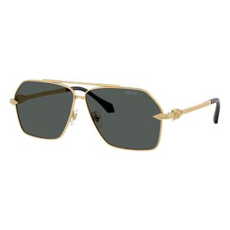 Versace Sunglasses Aviator Full Rim, Gold Frame And Dark Grey Lens Ve2284100287