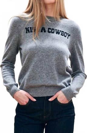 JUMPER 1234 Kiss A Cowboy Crew Sweater In Mid Grey/black