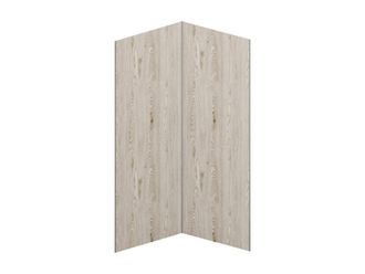 Vente-Unique Lote de 2 paneles murales de ducha efecto madera clara de aluminio con perfiles - 2 x L90 x Alt. 210 cm - ENEKO