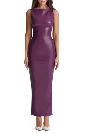 House of CB Faux Leather Sheath Dress in Merlot at Nordstrom, Size X-Small