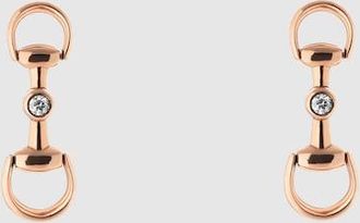 Gucci Horsebit Diamond 18k Earrings, Gold, Rose Gold