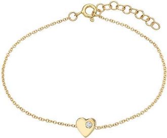 Zoe Lev Jewelry Tiny Heart Chain Bracelet in Yellow Gold at Nordstrom