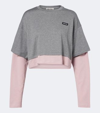 Miu Miu Layered cotton jersey T-shirt