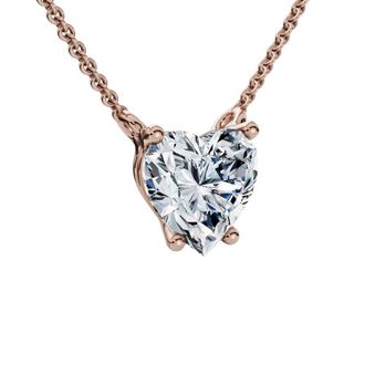 Pompeii3 1Ct Heart Shape Diamond Solitaire Diamond Pendant 14k Gold Necklace Lab Grown