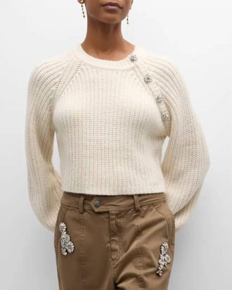Cinq &agrave; Sept Keren Embellished Sweater In Ivory
