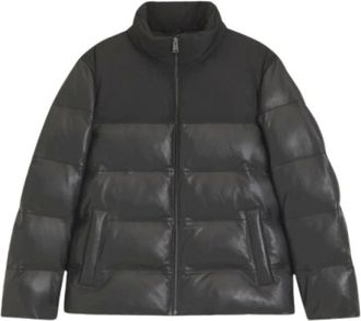HUGO BOSS Giacca imbottita in pelle con carr&eacute; a contrasto - - Jackets - Uomo - Nero - L