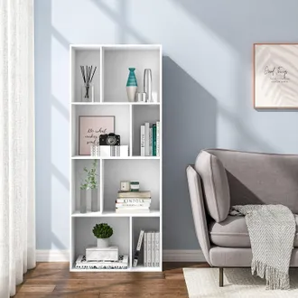 Woltu Woltu - Libreria Scaffale A 4 Ripiani. Libreria A Cubi. Portaoggetti Autoportante. Scaffale Espositivo Con 8 Scomparti Aperti. Per Salotto Camera Da L
