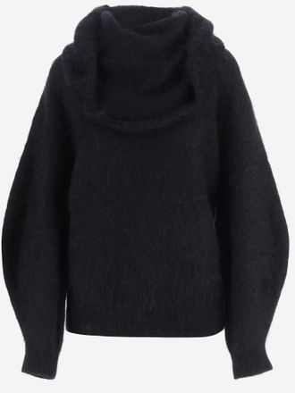 The Garment Stretch Mohairmix trui met gedrapeerde halslijn