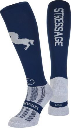 Wackysox Navy and Silver Stressage Equestrian Sports Socks, Men and Women Horse Riding Socks, Thermal Padded Long Socks for Riding, Warm Ladies Socks, Ideal Ho