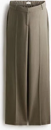 H&M Mama Linen-blend Tailored Trousers in Khaki Green at Nordstrom, Size Xx-Large
