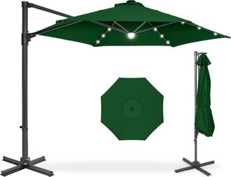 Best Choice Products 10ft 360&deg; Rotating Cantilever Easy Auto Open Patio Umbrella w/ Solar LED Lights