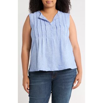 Max Studio Crinkle Pintuck Top in Chambray at Nordstrom Rack, Size 2X