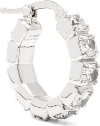 Jil Sander zirconia-embellished single hoop earring - men - Cubic Zirconia/Eco Brass - One Size - Silver