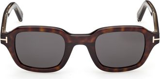 Tom Ford 46mm Small Square Sunglasses in Havana Yellow Gold /Smoke at Nordstrom