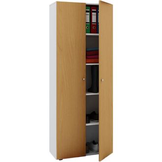 ebuy24 Armadio ufficio vcm con 5 scomparti moderno armadietto con ante rotanti Dimensioni l. 70 x a. 178 x t. 40 cm - Vandol (Bianco / Faggio)