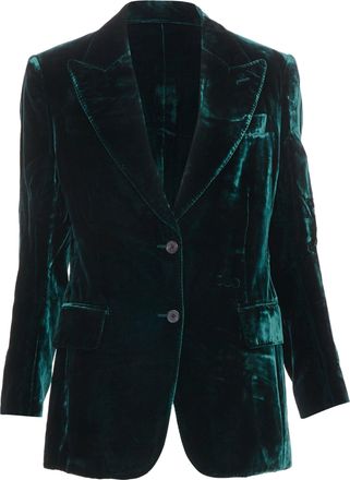 Tom Ford Green Velvet Peak Lapel Blazer
