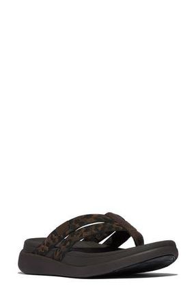 FitFlop F-Mode Go Leopard Web Strap Flip Flop in Chocolate Mix at Nordstrom Rack, Size 6