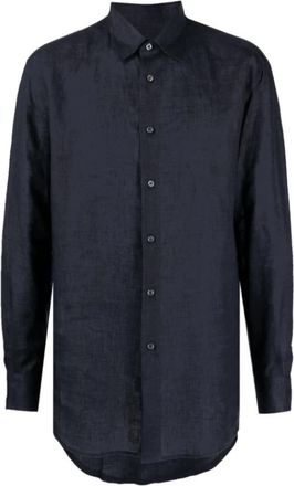 Brioni Linnen Overhemd - Heren - Casual Overhemden - Blauw - M - Linnen - Overhemden