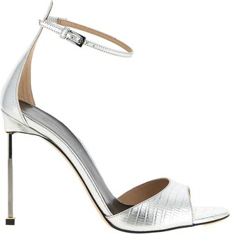 Tom Ford Silver Leather Stiletto Heel Womens Sandals