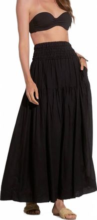 Elan Smock Flowy Maxi Skirt In Black