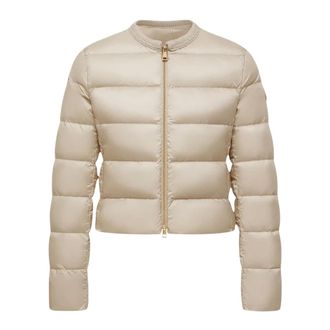 Moncler Mauvezin kort donsjack met wollen afwerking - Dames - Jassen - Beige - Maat: 2XL Wol
