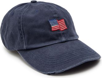 Cherry Los Angeles Mini Flag Embroidered Cotton cap - Navy - One Size