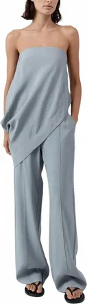 St.Agni Strapless Asymmetrical Drape Top In Mist