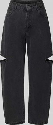 Karo Kauer Wide Leg Jeans mit Cut Out in Anthrazit, Gr&ouml;&szlig;e XL