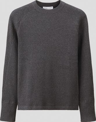 H&M Rippstrickpullover aus Baumwolle in Regular Fit - Grau