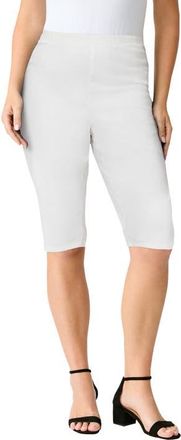 Roaman's Plus Size Comfort Stretch Bermuda Jean Short in White Denim at Nordstrom, Size 12