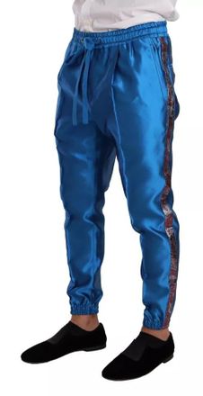 Dolce & Gabbana Blue Jacquard Silk Formal 2 Piece Set Mens Suit (Pre-Owned)