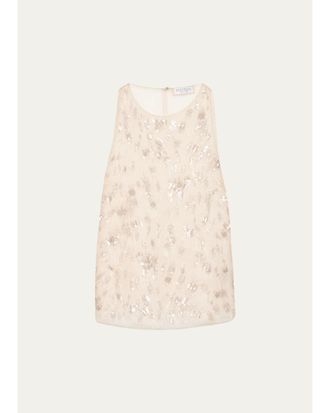 Brunello Cucinelli Animalier Embroidered Silk Tank Top