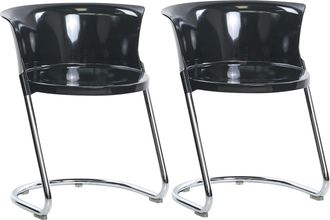 Beliani Conjunto De 2 Sillas De Comedor Modernas De Material Sint&eacute;tico Con Patas De Metal Respaldo Curvo Negro Oshkosh