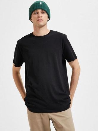 Selected Rundhalsshirt SELECTED SLHASPEN SS O-NECK TEE NOOS, Herren, Gr. XXL, schwarz, Jersey, Obermaterial: 100% Baumwolle, unifarben, regular fit normal, Run