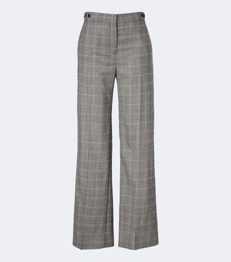 Stella McCartney Pantalones anchos de lana a cuadros