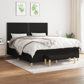 vidaXL Vidaxl - Cama Box Spring Con Colch&oacute;n Tela Negro 160x200 Cm